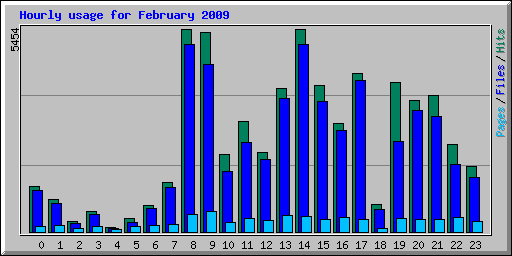 Hourly usage for February 2009